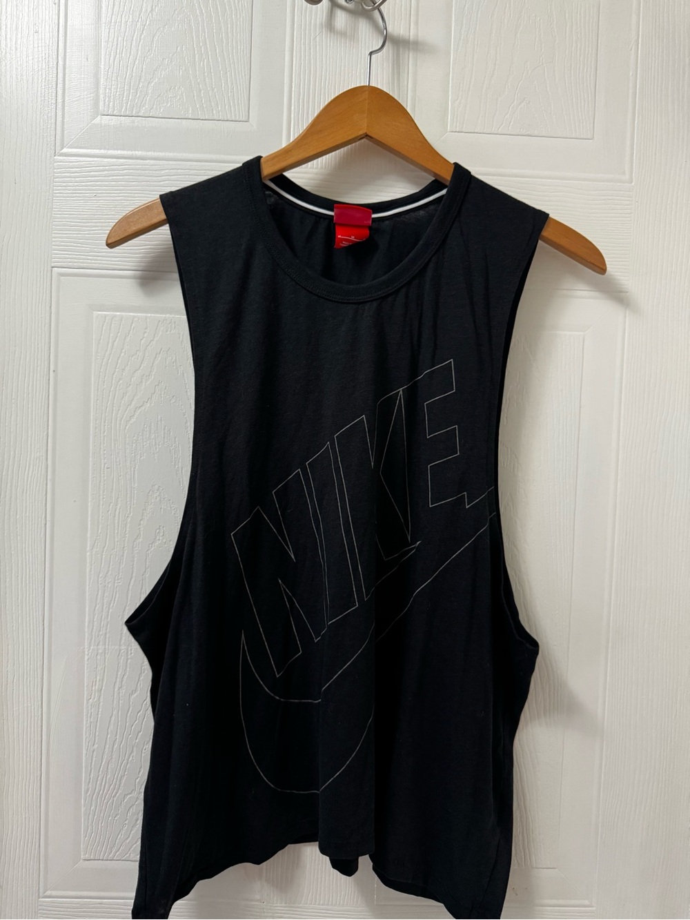 Nike Black Women's Muscle Tee with Subtle Logo Outline